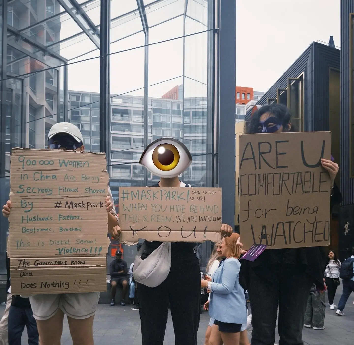 Masked procession in public space